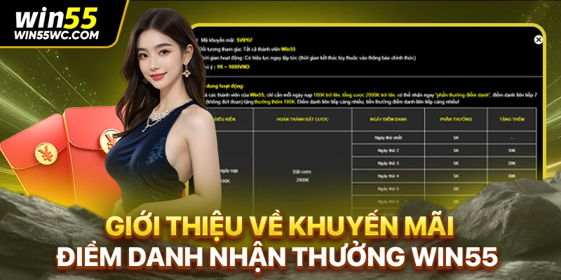 Giới thiệu về khuyến mãi điểm danh nhận thưởng WIN55